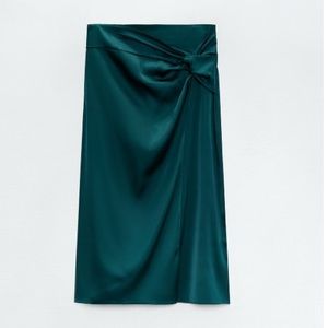 Zara NWT satin effect knotted skirt midi